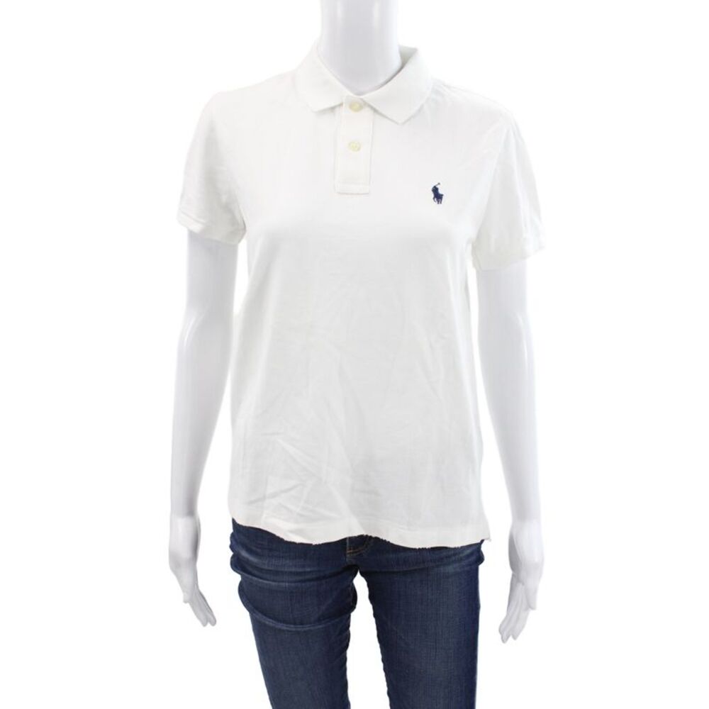 Polo Ralph Lauren Women Collared Short Sleeve Basic Cotton Polo White Size S